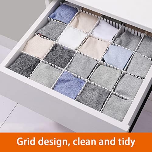 20Pcs Drawer Dividers, 14.96"x2.76", Thin, DIY Plastic Drawer Separator, Large Adjustable Dresser Drawer Organizer for C