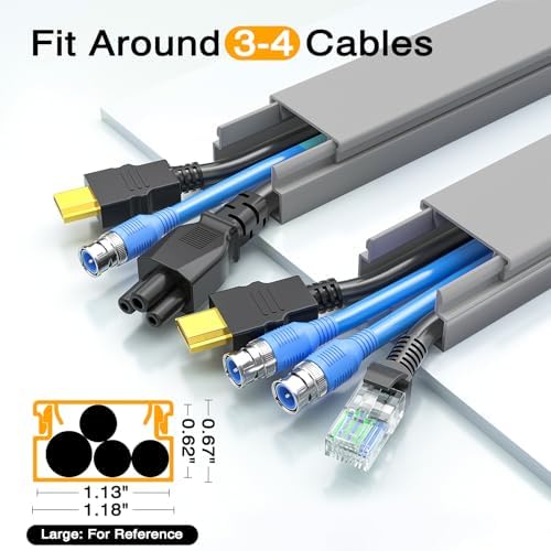 Delamu 157in Cord Hider, Cord Cover Wall Cable Management, Paintable Wire Cover for Cords, Cable Hider Raceway Kit, Cabl