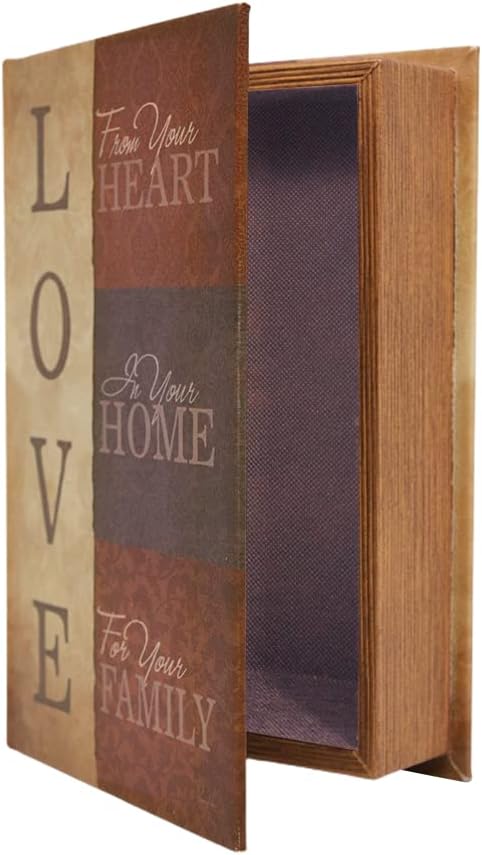 PACOLO Decorative Book Boxes, Faux Wood with Magnetic cover Storage for Hidden Jewelry, Money, and Cash (Love)