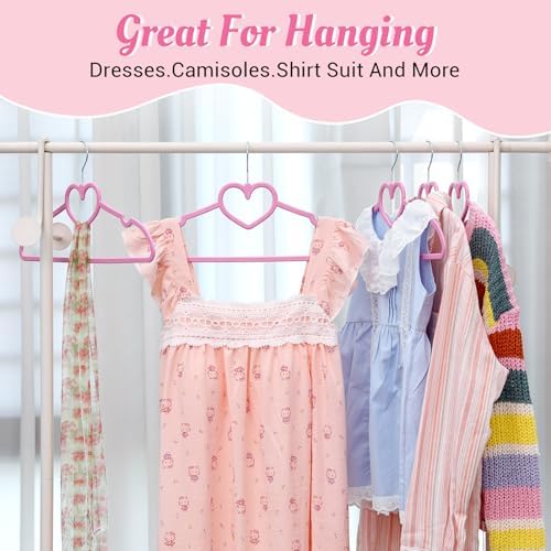 Plastic Hangers 30 Pack - Non Slip Cute Heart Hanger（Colorful）