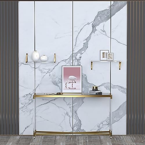 Sturdy Large 25×5.9 inch Thicker 2/5"(10mm) Crystal-Clear Acrylic Gold Shelves for Wall,Gold Floating Shelves,Clear Shel