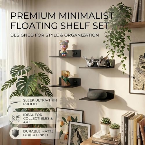 Z metnal Small Floating Shelves for Action Figures & Collectibles, Wall Mount Mini Metal Wall Display Shelf for Gaming R