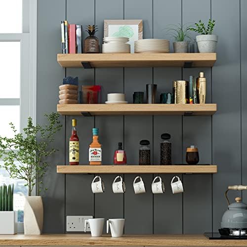 Floating Shelf Brackets 10 Inch 4 Pack, Hidden L Brackets for Shelves Black