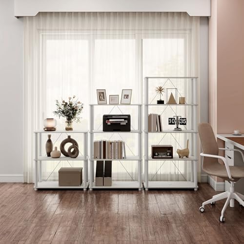 Homes: Inside + Out Apexa Modern 4-Tier Wide Shelving Units, Collectibles Display Shelves, Easy Assembly Standing Shelf,