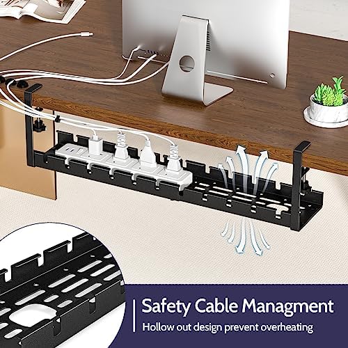 Shikha 2 Pack Cable Management Under Desk, 15.7"-31" Retractable Cable Management Tray, No Drilling Cord Organizer with 