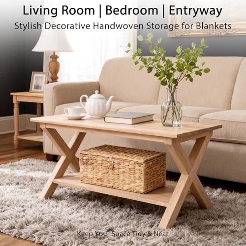 Woven Wicker Hyacinth Basket with Lid Storage Organizer