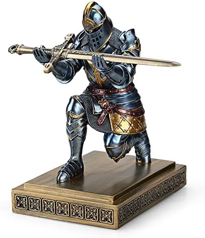 King's Guard Knight Pen Holder with a Letter Opener Desk Organizers Blue