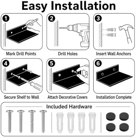 Z metnal Small Floating Shelves for Action Figures & Collectibles, Wall Mount Mini Metal Wall Display Shelf for Gaming R