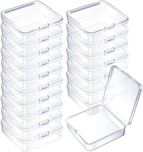 Jetec 18 Pieces Small Clear Plastic Storage Box, 3.7 x 3.7 x 1.2 Inch