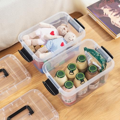 Cetomo 6Lx12 Pack Storage Boxes, Storage Box with Lids and Handle for Home Dorm Office Organization, Stackable Nesting T