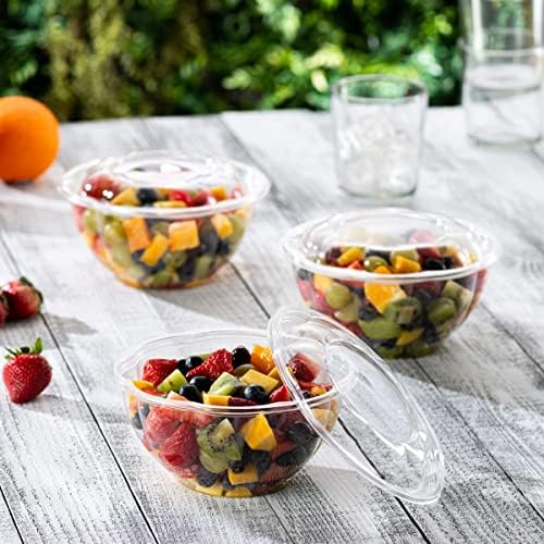 GUSTO [32 oz. - 50 Count Clear Plastic Salad Bowls with Lids, Disposable Salad Containers for Lunch - Perfect for Takeout, Salads, and Meal Prep (Formerly Comfy Package)