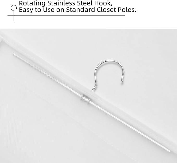 Hanging Purse Organizer for Closet Handbags Storage 2 Pack 8 Pockets and 6 Pockets Purse Organizer with Metal Hooks - White Nylon