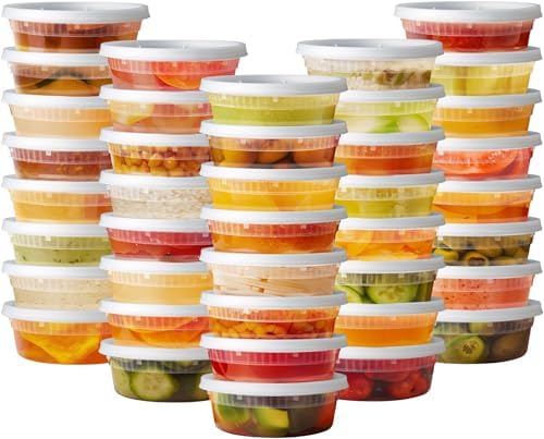 Pantry Value 8 oz Plastic Food Storage Deli Containers with Lids [48 Sets]