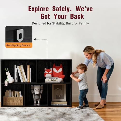 Book Shelf, Wooden Cube Storage Organizer with 11" Open Cubes, Stackable Modular Bookcase for Room Divider Storage, 2 Ti