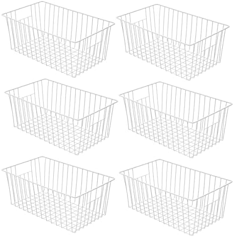 Freezer Baskets Organizer, Refrigerator Metal Wire Storage Divider, Household Container Bins with Handles for Kitchen, P