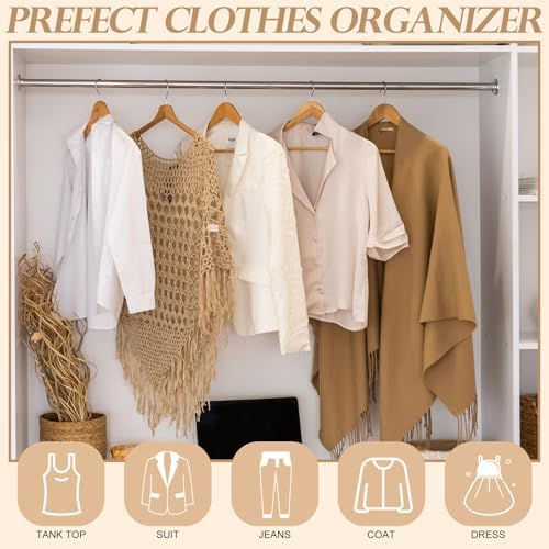 Kathfly 6 Pcs Wooden Suit Hangers with Locking Bar 360° Hook Holds 20lbs