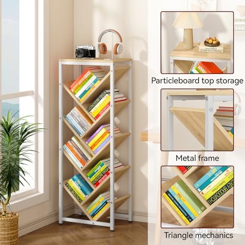 IBUYKE 9 Tier Tree Bookshelf with Top Shelf,Natural TBC002N