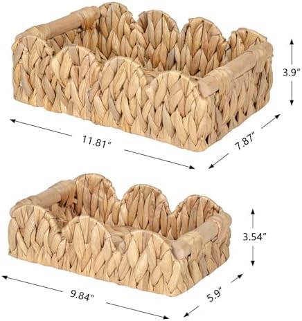 Kriitools Scalloped Toilet Paper Storage Basket for Over Toilet Shelf