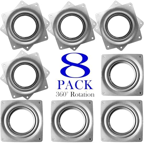 8Pack Lazy Susan Hardware, 4INCH Square Rotating Bearing Plate, 300lbs Capacity Lazy Susan Turntable Bearing for for Ser