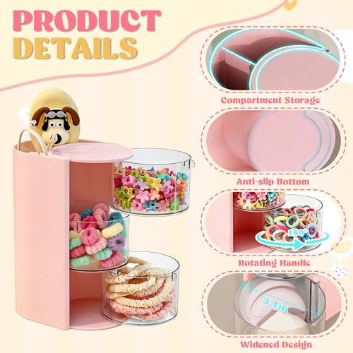 Azurphoric Hair Accessories Organizer with Hair Brush Holder(Pink, 3-Layer)