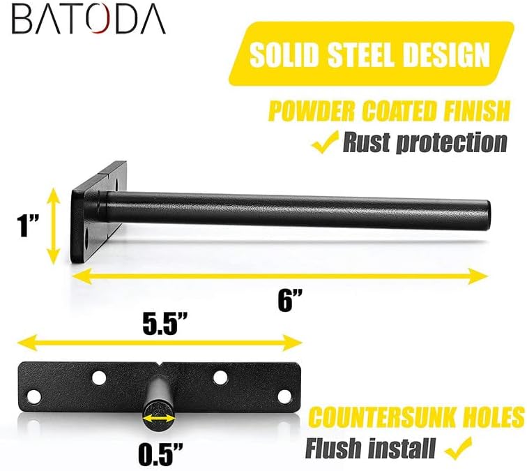 BATODA - 6" Floating Shelf Bracket Heavy Duty (8 pcs)-Solid Steel Blind Shelf Supports - Hidden Brackets for Floating Wo