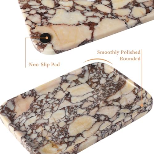 Karibiber Calacatta Marble Vanity Trays, Marble Bathroom Tray Countertop, Luxury Decorative Dresser Organizer, Purple&Wh