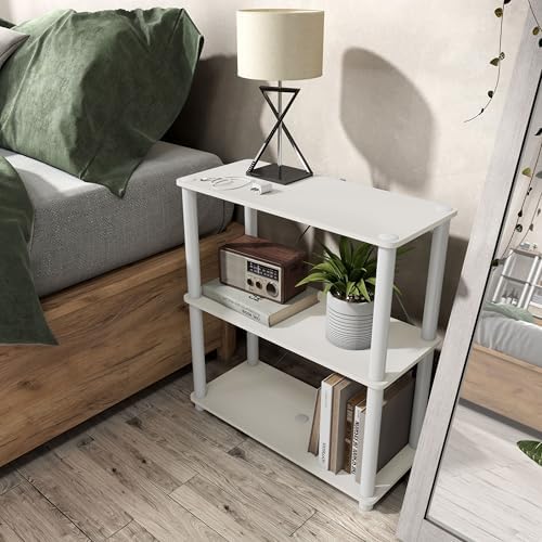 Homes: Inside + Out Apexa Modern 3-Tier Wide Shelving Units, Collectibles Display Shelves, Easy Assembly Standing Shelf,