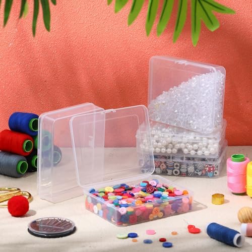 Jetec 6 Pieces Small Clear Plastic Storage Box, 5 x 4 x 1.3 Inch