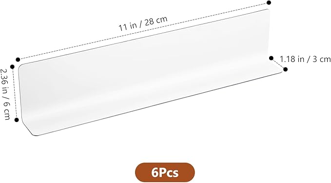 VOSAREA Plastic Shelf Dividers 6pcs Clear Acrylic L Shaped Separator Transparent Organizer Divider for Commodity Classification Cabinets Shelf Store 26cm