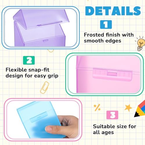 Clabby 8 Pcs Clear Plastic Crayon Boxes Hold 24 Count, Colorful