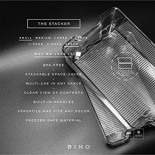 BINO | Stackable Storage Bins, Small - 4 Pack | The Stacker Collection | Clear Plastic Storage Bins | Organization and S