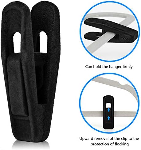 Tinfol 50pc Velvet Hanger Clips, Black Strong Finger Flocked Clips, Large Opening Clip Clothes Pin, Pants Hangers Clip for Thin Clothes Hangers