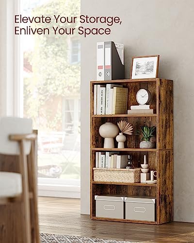 VASAGLE Set of 2 Bookshelves, 4-Tier Open Bookcases, Adjustable Shelves
