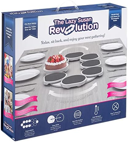 The Lazy Susan Revolution - Full Set - Dark Gray - The First Patented Lazy Susan Turntable Expandable for Rectangular & 