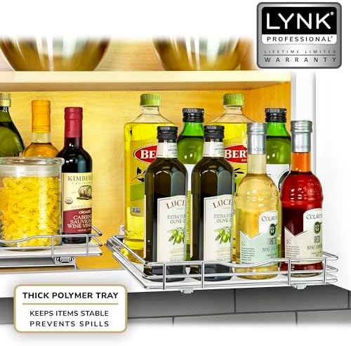 LYNK PROFESSIONAL® Pull Out Spice Organization for Cabinets - 12-3/8 inch Wide – Spice Rack for Inside Cabinets, Slide O