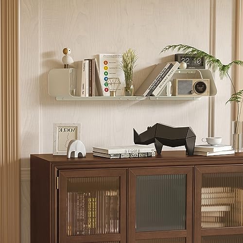 Sttoraboks Floating Shelves - Set of 3 Wall Mounted Metal Shelves with Unique Design for Wall Storage, Book Shelf, Displ