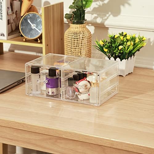 Cq acrylic Clear Stacking Make Up Organizers and Storage With 2 Drawers,4.7" Tall Acrylic Medicine Cabinet Organizer,Pla