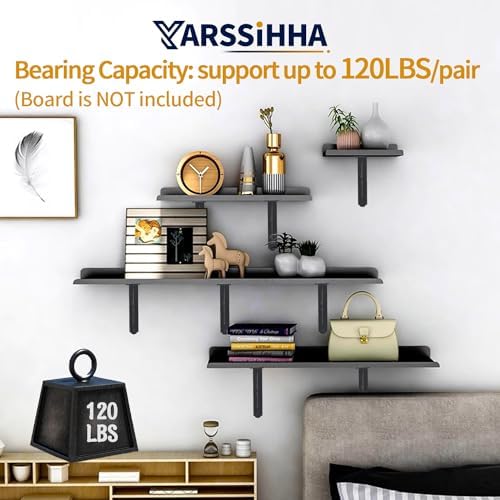 Yarssihha 5 Inch Decorative Shelf Brackets, 6 Pack Wall Mounted Metal Shelving Brackets, Heavy Duty Shelf Supports, Rust