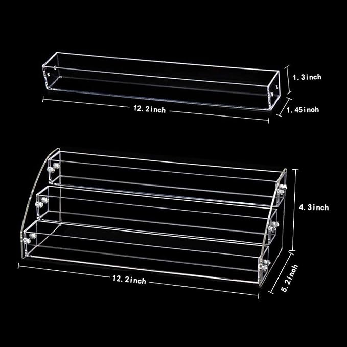 3 Tiers Acrylic Display Stands for Essential Oils Organizer Lipstick Nail Polishes Rack Dresser Makeup Storage Retail Store Case Brochure Holder Desktop Space Saver Eye Spray Dropper Bottle Container