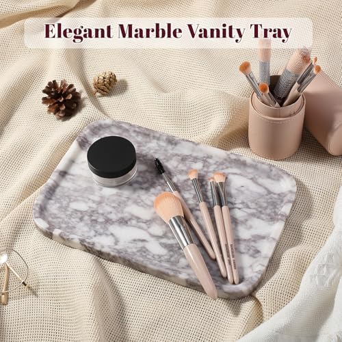 Karibiber Luxury Marble Vanity Tray, Bathroom Tray Countertop, Calacatta Marble/Stone, Home Decorative Dresser Organizer