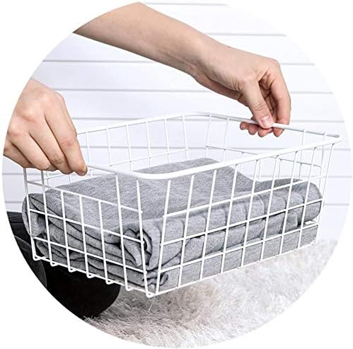 iPEGTOP Wire Storage Freezer Baskets, Set of 4 Large 15.4" Farmhouse Organizer Storage Bins Fridge Basket Rack with Hand