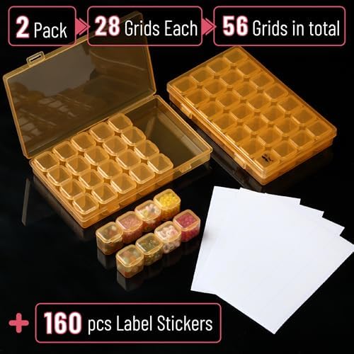 Mr. Pen- Bead Storage Containers, 28 Grids, 2 Pack, Transparent Orange