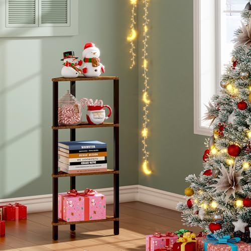 TUTOTAK Corner Shelf, 4-Tier Corner Bookshelf for Small Space
