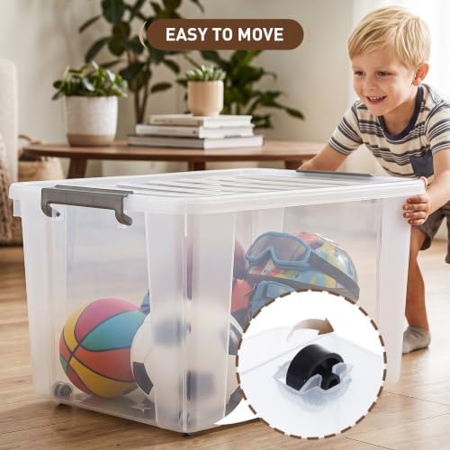 Citylife 4-Pack 58.1 QT Clear Plastic Storage Bins with Latching Lids
