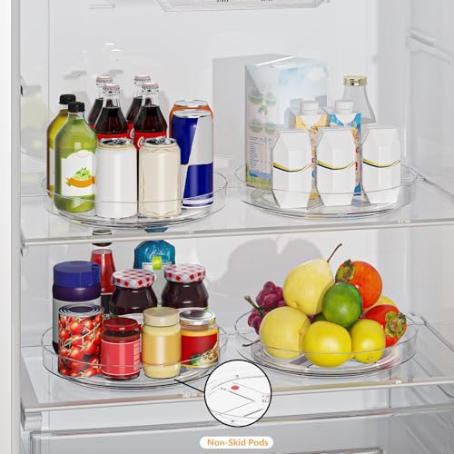 2 Pack 10 Inch Lazy Susan Turntable Organizer, Clear Rotating Spice Rack for Cabinet, Pantry, Kitchen Countertop and Fri