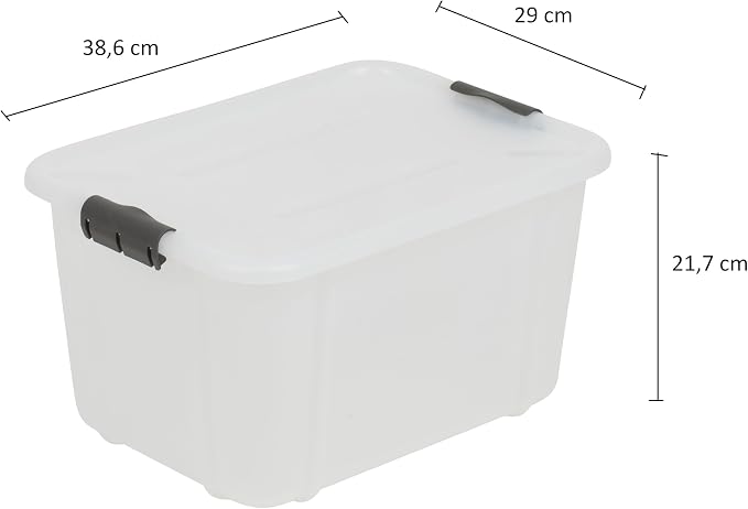 BranQ Home essential Universal Storage Container with Lid Velur, Set of 3, Size 16 L, BPA-Free Plastic PP, Transparent