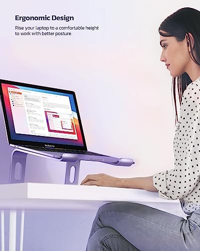 Nulaxy Full Aluminum Laptop Stand, Stable Support to 22 lbs, Purple