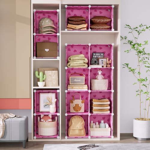 UNKU 6 Cube Storage Organizer, Closet Organizer Storage Shelves,Pink