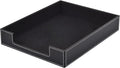 Leather Letter Tray, Office Supplies Desk Organizer for Mail Paper Files Magazines Jewelry Cosmetics,Luxury Letter Holder&Multipurpos Stackable Office Desktop Storage Box ,Black