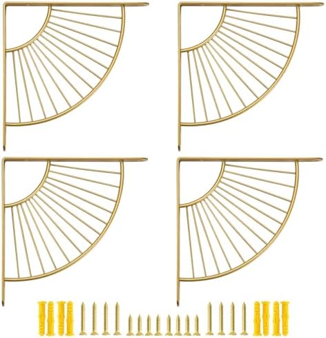 Z Metnal Mid Century Modern Shelf Brackets, Brushed Gold Shelves Bracket, Wall Decor, Modern Shelving Bracket for DIY Fl